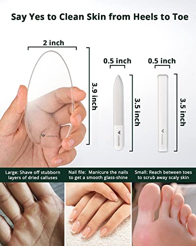 Glass Foot File, Callus Remover for Feet Foot Scrubber Dead Skin Remover with Nano Micro-Abrasive Particles, Foot Rasp Heel Scraper Hard Skin Remover Foot Care Pedicure Tool on Wet and Dry Feet Glass