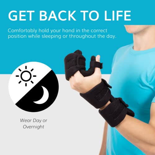 BraceAbility Soft Resting Hand Splint - Stroke Brace Right or Left Hand Immobilizer for Finger Contractures, Post-Surgery Recovery, Carpal Tunnel Syndrome, Ulnar Nerve Damage Relief (M - Right) Medium Right