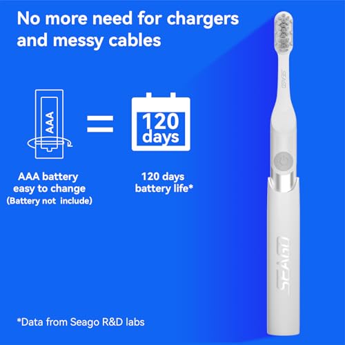SEAGO Electric Toothbrush for Adults - 3 in 1 Holder with 8 pcs Replaceable Brush Battery Operated Travel Toothbrush kit Portable and 2 Minute Timer (Silver, Middle) (Pack of 2) Silver 1 Count (Pack of 2)