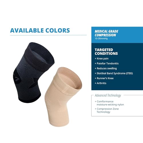 OS1st KS7 Performance Knee Brace with Compression Zone Technology–Stabilizing Knee Sleeve for Pain Relief, Patella Support, Running, Arthritis, Men & Women Large Black