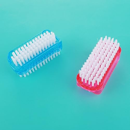 Amaxiu Nail Cleaning Brushes, Double Sided Nail Clean Up Brush with Nylon Stiff Bristles Fingernail Brush for Cleaning Cuticles Fingernails Toes Nail Hand Scrub Brush for Men Women, 2 Pcs(Red, Blue)