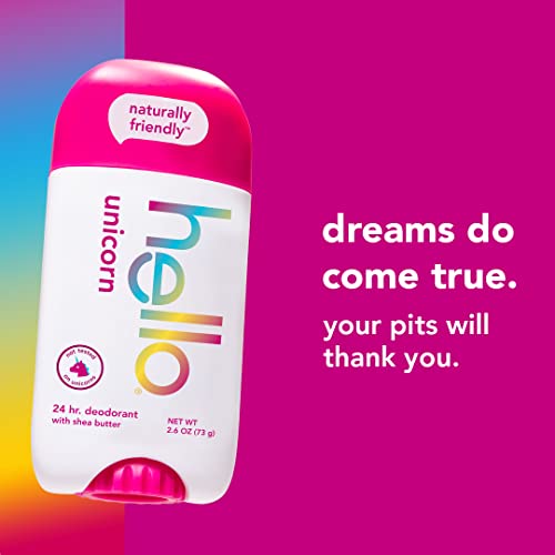 hello Unicorn Aluminum Free Deodorant for Women & Unicorn Sparkle Kids Fluoride Toothpaste, Natural Bubble Gum Flavor, ADA Approved, Ages 2+, No Artificial Sweeteners, No SLS