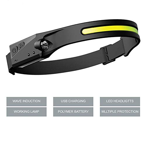 WINDFIRE Headlamp Rechargeab, 230° Wide Beam LED Head Lamp with Motion Sensor, Bright Light Bar Headlight Camping Accessories Gear for Adults, 5 Modes Head Light for Hiking, Running, Cycling Black-1
