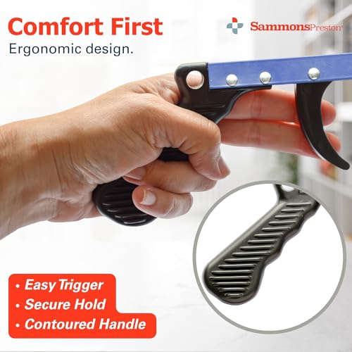 Sammons Preston Reacher, 26" Lightweight Grabber Reacher Tool with Magnetic Tip, Ergonomic Grip & Claw Jaw, Portable Reaching Aid for Seniors, Daily Living & Home Use, Standard Blue, 3 pack 26" Standard, Blue