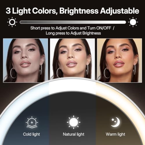 LitBear Travel Makeup Mirror with Lights, 10X/1X Foldable Magnifying Mirror Rose Gold
