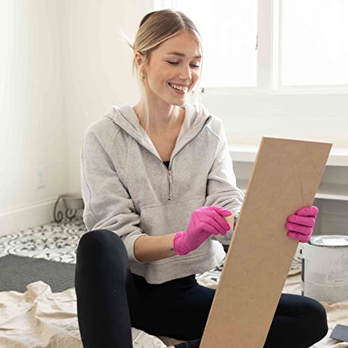 FRAMAR Pink Gloves Disposable Latex Free, Pink Nitrile Gloves Small, Salon Small (Pack of 100)