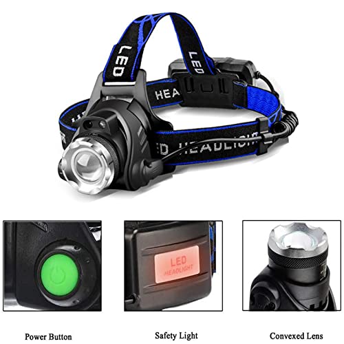 Green LED Headlamp Rechargeable Motion Sensor Super Bright Hunting Headlamps Waterproof Headlamp Flashlight Zoomable 3 Modes Headlight for Hunting Fishing Running