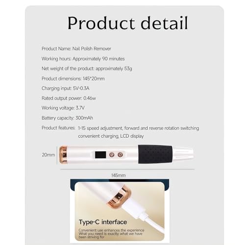 Electric Nail Drill Professional Cordless Portable Nail File Kit for Women White