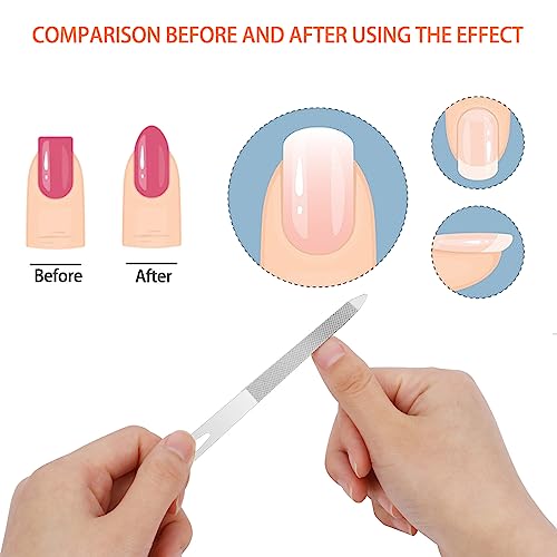 6-Piece Stainless Steel Nail File Set with Cleaner Tip - Double Sided, Durable, Professional Diamond Buffer for Natural Nails