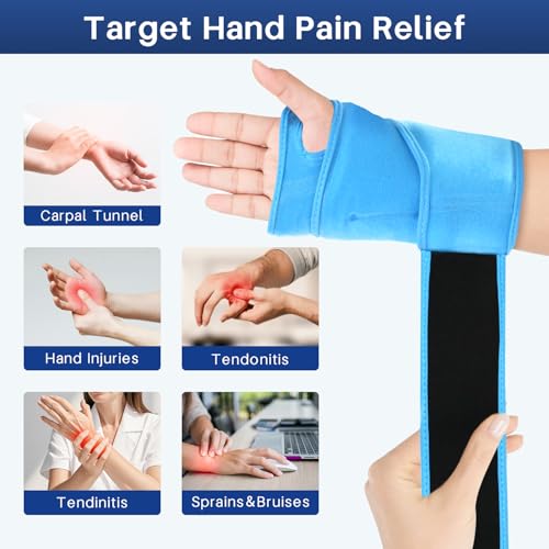 Wrist Ice Pack Wrap for Carpal Tunnel, Gel Ice Packs for Injuries Reusable Blue