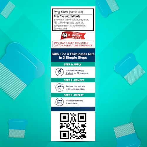 Herklin Lice Treatment Shampoo, Maximum Strength, 2-Pack of 2 Fl Oz 1 Fl Oz (Pack of 2)