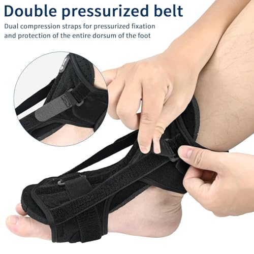 Plantar Fasciitis Night Splint Boot, Adjustable Night Splint for Plantar Fasciitis, Foot Drop & Heel Spur Pain Relief Day & Night for Men and Women (Black) Black