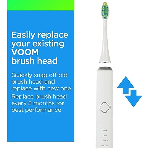 Voom Sonic White Pro 7 Series Replacement Toothbrush Heads – 4 Count – Soft Dupont Nylon Bristles – Electric Toothbrush Replacement Brushes – Dentist Approved Oral Care 4 Count (Pack of 1)