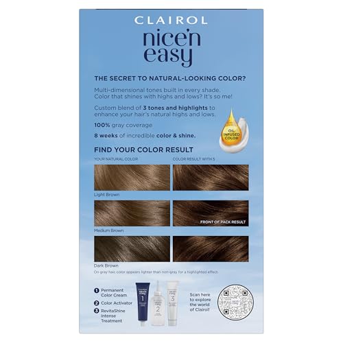 Clairol Nice'n Easy Permanent Hair Dye, 5 Medium Brown | Pack of 3 6.26 Fl Oz (Pack of 3)