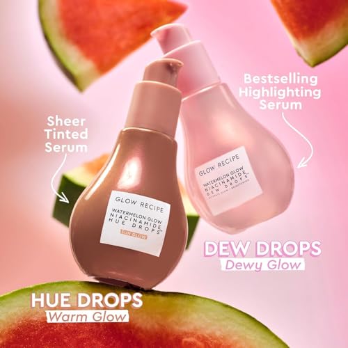 Glow Recipe Watermelon Niacinamide Dew Drops, Travel Size, Korean Niacinamide Serum Drops, Hydrating Face Serum + Primer & Liquid Highlighter, Hyaluronic Acid, Dewy Glow (15ml) 0.5 Fl Oz (Pack of 1)