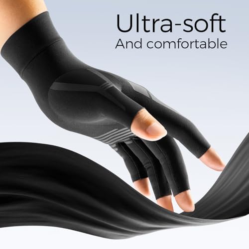 FREETOO All-Around Compression Arthritis Gloves for Women Men for Pain S-pair Matte Black
