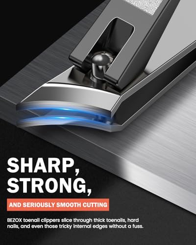 BEZOX Ingrown Toenail Clippers – Slant Blade Nail Clippers for Seniors, Fingernail Clippers for Ingrown Nails, Toe Nail Cutters for Men, and Women - Gray Black