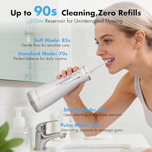 C15 Cordless Water Flosser for Teeth, White, 4 Jet Tips