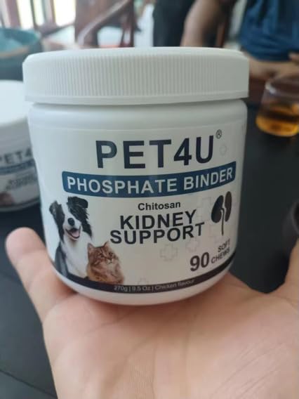 Kidney Support for Dogs & Cats - Advanced Phosphate Binder Soft Chews for Renal Health - Chitosan, Omega-3s, B Vitamins - Promotes Kidney Function & Vitality - 90 Count