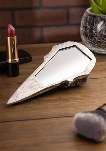 The Vault Raven Skull Handheld Makeup Mirror - Antique Silver