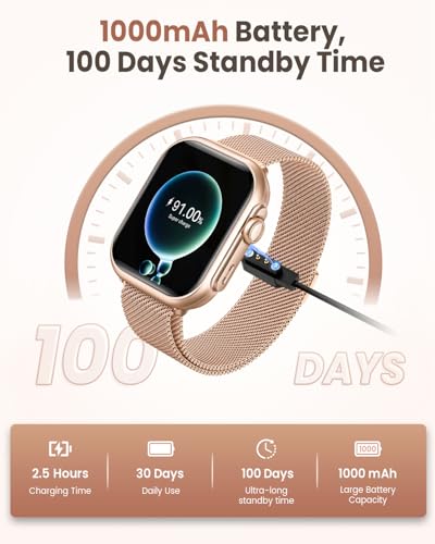 Smart Watch for Android/iPhone, Fitness Watches for Women with Waterproof Gold 1.83"