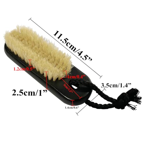 NewFerU Wooden Nail Brush Cleaner Black with 100% Natural Boar Bristles Black With Rope