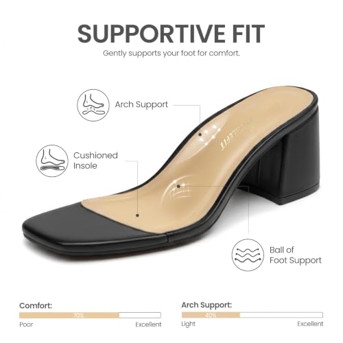 Athlefit Women's Orthopedic Arch Support Chunky Low Heels 8.5 Black