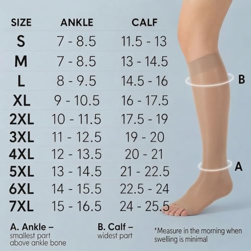 ABSOLUTE SUPPORT Women Knee High Compression Socks 15-20mmHg, Nude, 2XL 2X-Large