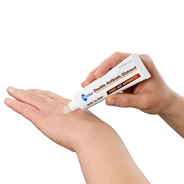 Globe First Aid Topical Antibiotic Ointment with Bacitracin Zinc & Polymyxin B Sulfate, Infection Protection & Wound Care Without Neomycin 1 oz Tube 1 Ounce (Pack of 1)