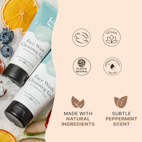 Face Wash Gel - Gentle Formula, USA Made with Organic & Natural Ingredients 4 Fl Oz (Pack of 1)