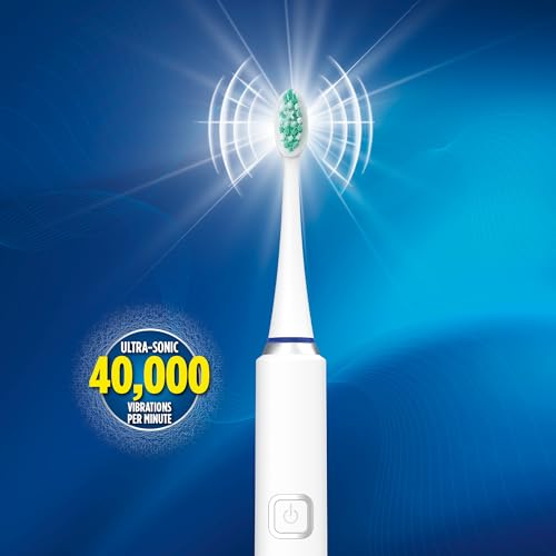 Miracle Smile Sonic Toothbrush, 40,000 VPM Electric Toothbrush with 5 Cleaning Modes, Includes 6 Brush Heads, USB Dock & Travel Case, Cordless, Water Resistant Rechargeable Toothbrush