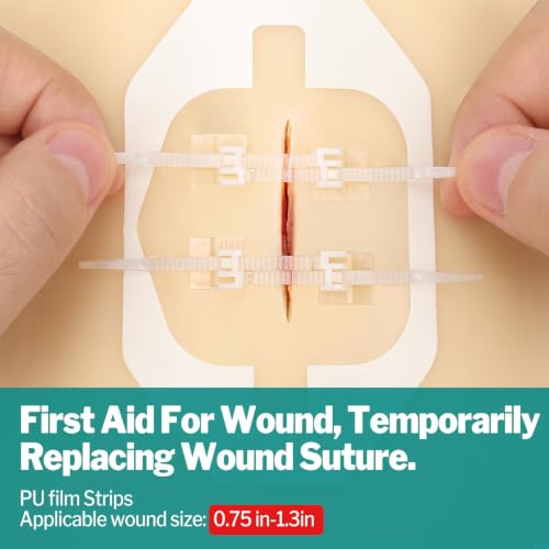 AZEN 38 Pack Wound Closure Strips, 3 Types Butterfly Bandages, Emergency Laceration Closure Kit, Repair Wounds Without Stitches, Quick Clot Zip Stitch Wound Closures Device