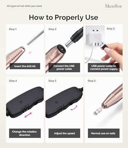 MelodySusie USB Nail Drill PC120I for Gentle Nail Prep A-gold