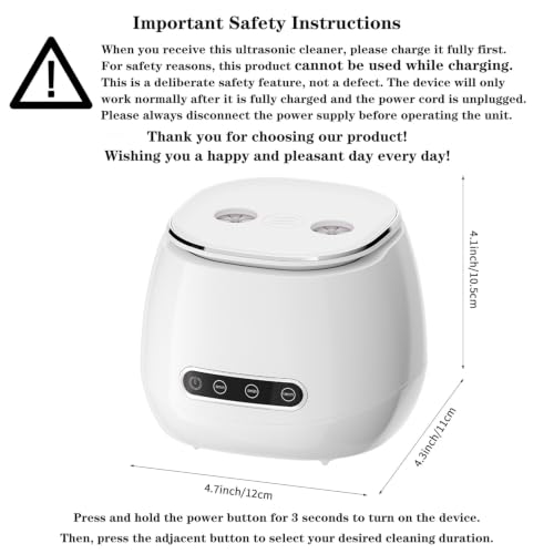 Ultrasonic Retainer Cleaner 48kHz Ultrasonic Cleaner Dental Ultrasonic Retainer Cleaner Machine Dental Cleaning Pod for Denture with Digital Timer, Dual Cleaning Mode for All Dental Appliances (White)