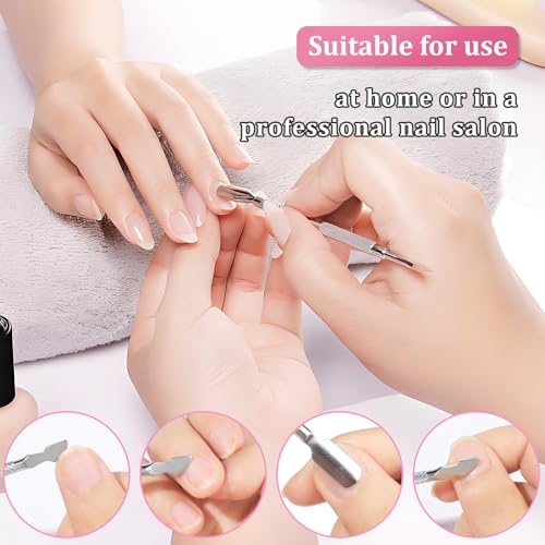 15 Pieces Stainless Steel Cuticle Pusher and Cutter, Double Ended Cuticle Cleaner Remover Metal Manicure Pedicure Nail Tools for Fingernails, Toenails