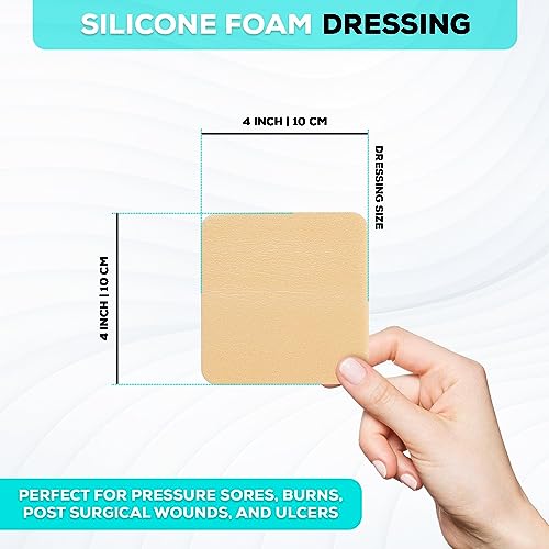 MedVance Silicone Adhesive Foam Dressing Without Border, 4"x4", Box of 10 4"x4" 10 Pack