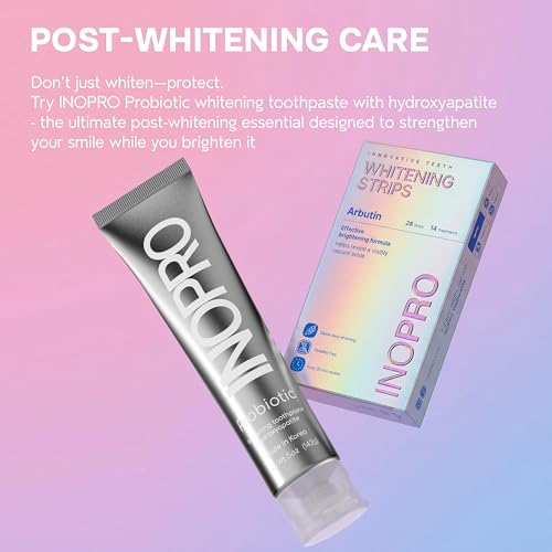 InoPro Teeth Whitening Strips 14 Treatments Kit + InoPro Whitening Hydroxyapatite Toothpaste with Probiotic for Sensitive Teeth 5oz