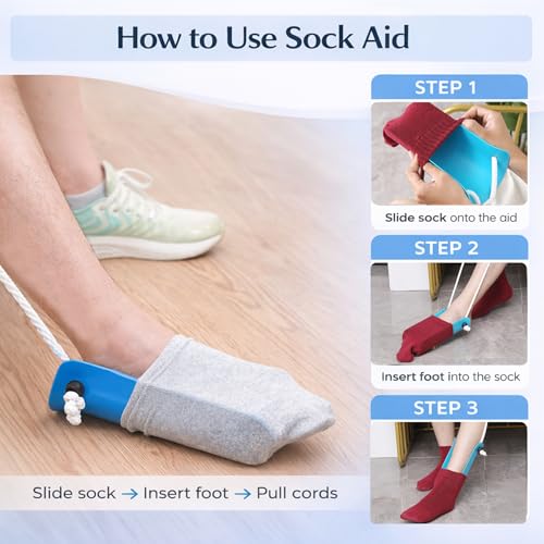 4-in-1 Sock Aid Kit for Seniors - Sock Remover, Leg Lifter & Car Handle
