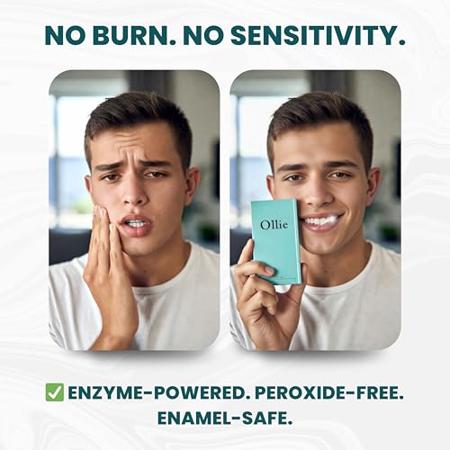 Ollie Clean Mint Toothpaste with 10% Nano Hydroxyapatite & Enzy-Strips Peroxide-Free Teeth Whitening Strips for Sensitive Teeth – Enamel Repair, Remineralization & Whitening Bundle