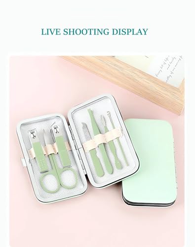 Manicure Set, 7 Pcs Matcha Green Professional Manicure Pedicure Set