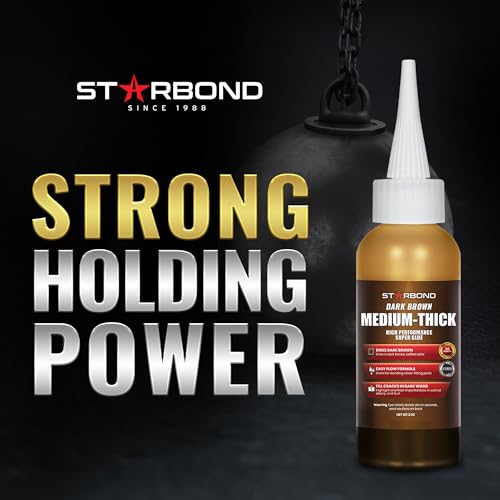 STARBOND 2 oz. Dark Brown Medium-Thick CA Glue (Premium Cyanoacrylate Super Glue) Knot Filler 500 CPS Viscosity for Woodworking, Woodturning, Carpentry, Guitar, RC Hobby 2 ounces Medium Thick Viscosity