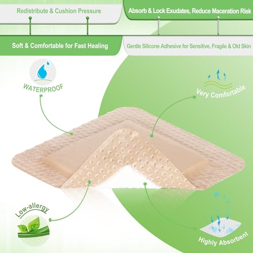 NeuHeils Silicone Foam Dressing for Bed Sores 3x3 Inch, 20 Pack with Border 3''x3'' (Pack of 20)