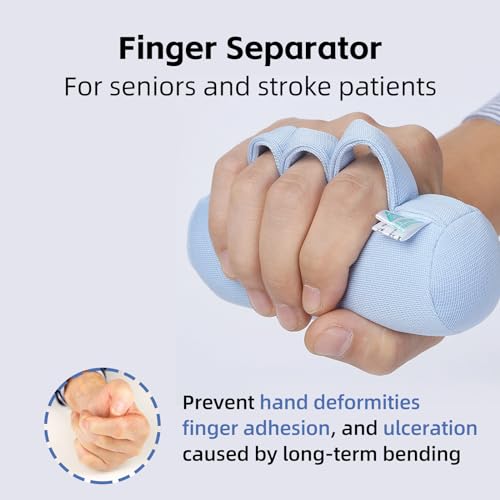 Finger Contracture Cushion for Stroke Patients - Soft Support to Prevent Finger Clenching Pressure Ulcers Promote Blood Circulation, Aid Rehabilitation for Arthritis and Hand Dysfunction (Blue) Blue