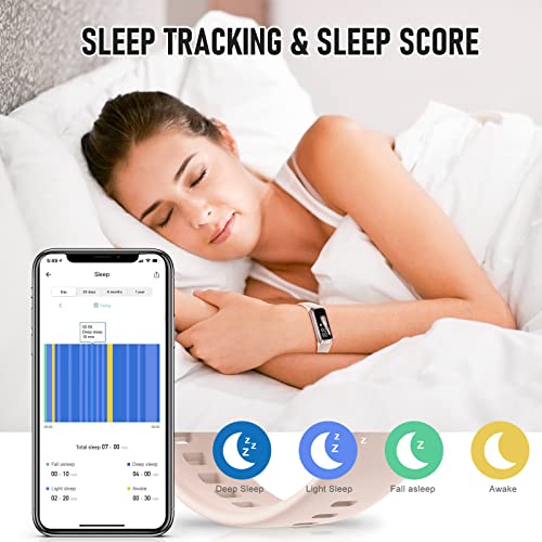 Fitness Tracker with 24/7 Heart Rate, Activity Trackers with Blood Pressure Sleep Monitor, 1.10" AMOLED Screen Step Tracker, Waterproof Step Counter, Health Smart Watch Pedometer for Women Men pink