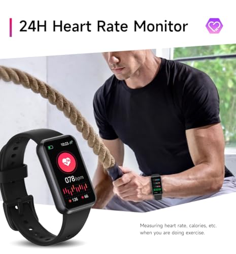Fitness Trackers,Heart Rate Blood Oxygen Sleep Monitor,1.47‘’ OLED Display,Calorie Pedometer Steps Counter Activity watchs,Smart Band 24/7 Health Monitoring(Black) Black
