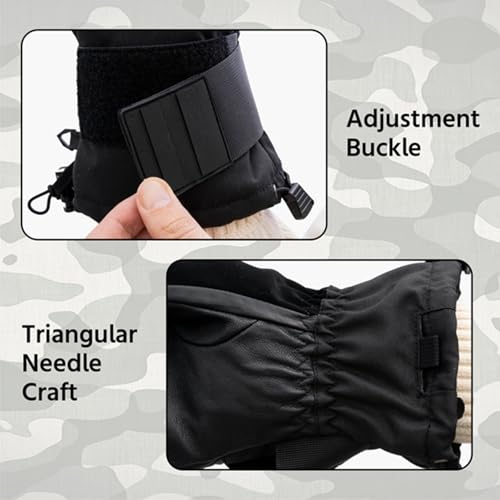 VXW Snowboard &Ski Mittens with Wrist Guard and Leather Palm, Waterproof & Windproof 3M Mittens for Snowboarding Skiing in Extreme Cold Weather X-Large Black