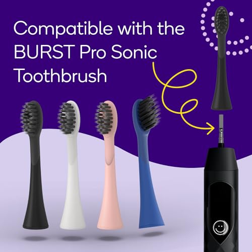 BURST Pro Sonic Electric Toothbrush Genuine Replacement Heads (White/3 Pack) | Soft Bristles for Deep Clean, Stain & Plaque Removal White
