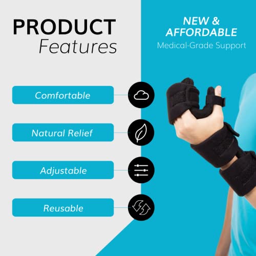 BraceAbility Soft Resting Hand Splint - Stroke Brace Right or Left Hand Immobilizer for Finger Contractures, Post-Surgery Recovery, Carpal Tunnel Syndrome, Ulnar Nerve Damage Relief (M - Right) Medium Right