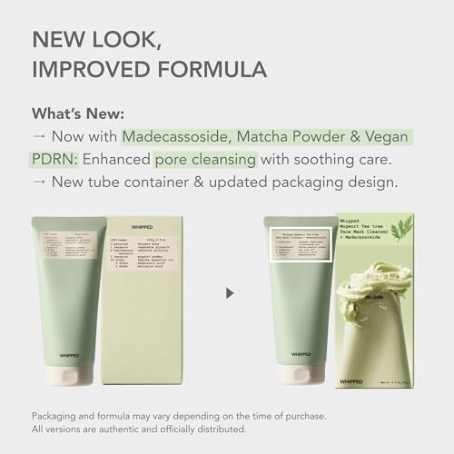 Whipped Korean Skincare Face Wash, Doubles as a Face Mask, Mugwort Tea Tree, Deep Cleansing Vegan Facial Cleanser for Oily Skin and Pore Care with Matcha, Centella Asiatica, Niacinamide