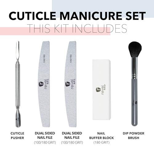 Revel Nail Tool Kit - Dip Powder and Gel Polish Nail Kit, With Cuticle Pusher, Nail File, Buffer, Powder Brush and Nail Clipper Case, Manicure Set